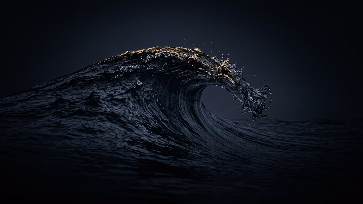 Dark abstract wave representing the rise and fall of an urge during pressure and the concept of urge surfing for self-control